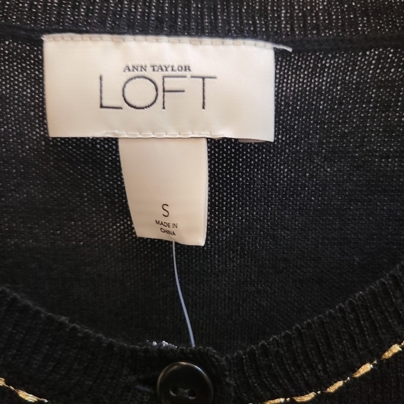 NWT Ann Taylor for LOFT Wool Blend Black Cardigan with Embroidery - Size S - Picture 7 of 7